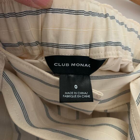 CLUB MONACO PANT STRIPED A-LINED HIGH WAISTED WIDE LEG CULOTTES CROP CREAM PANT - Picture 13 of 16